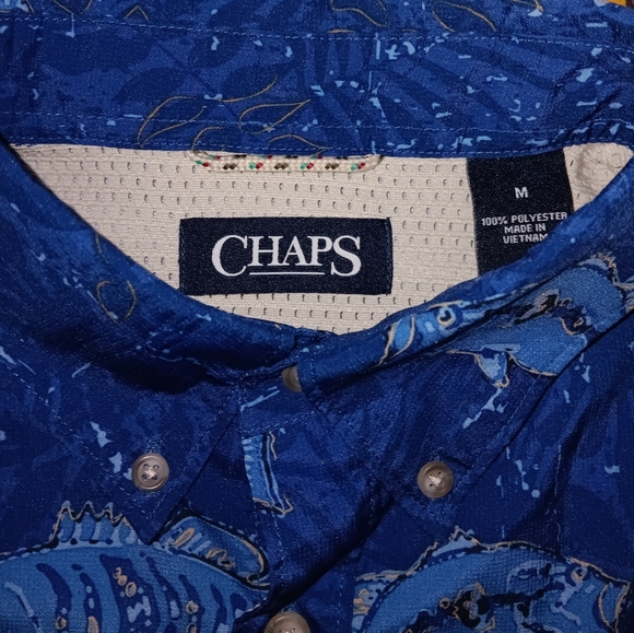 Chaps Ralph Lauren All Over Print Fish Button Up Fishing Shirt Vintage - Picture 3 of 5